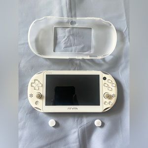 Play Station Vita 2000: White Console with Soft Case & Thumb Grips - Region Free